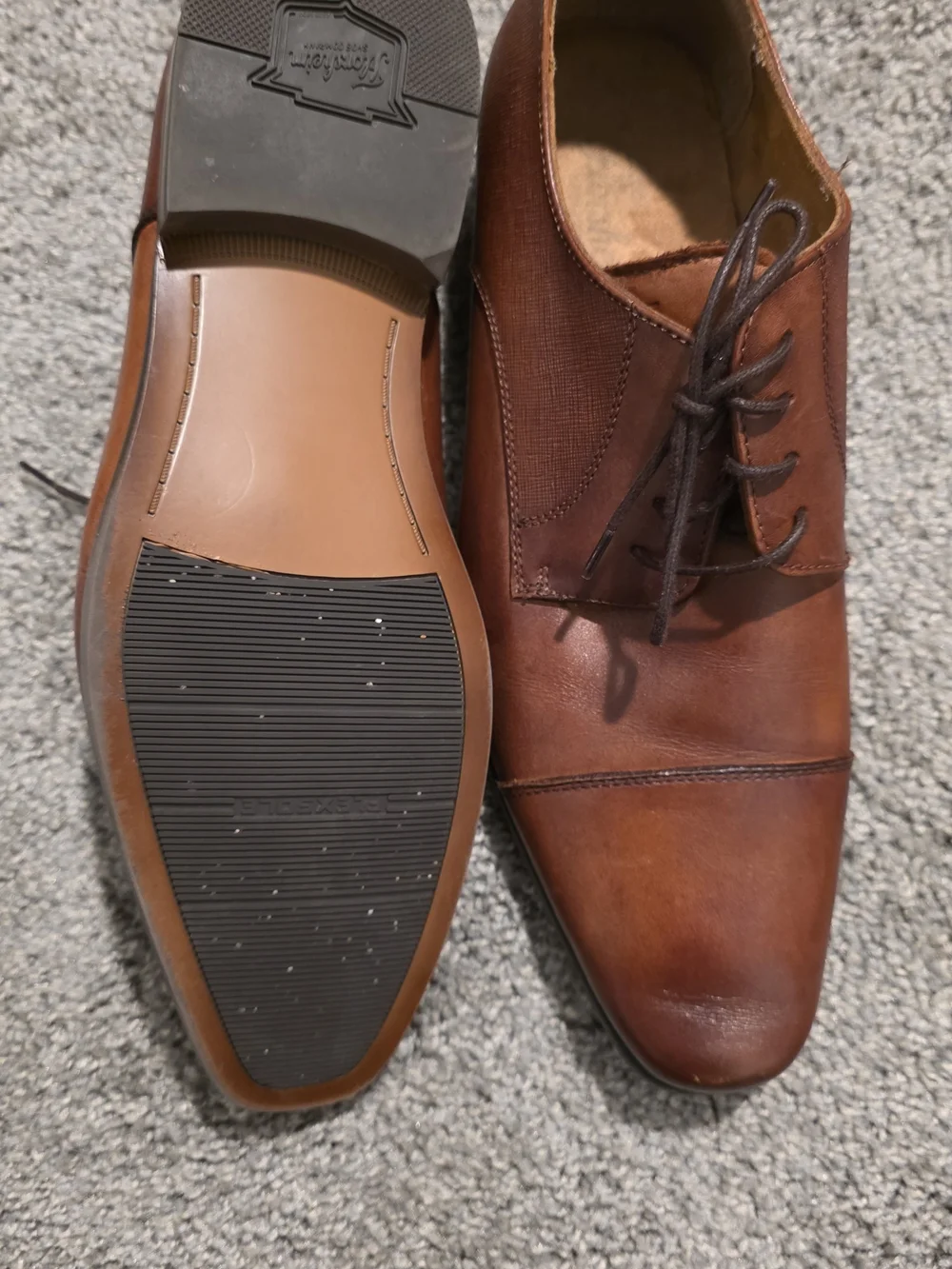 Florsheim Cognac Brown Leather Cap-Toe Derby Shoes